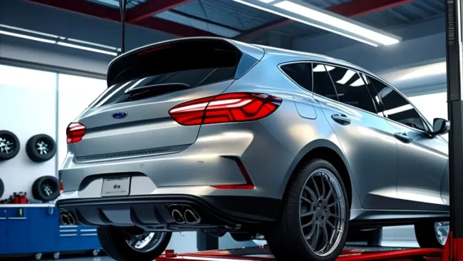 Carro em uma oficina simbolizando a legalização da modificação automotiva.