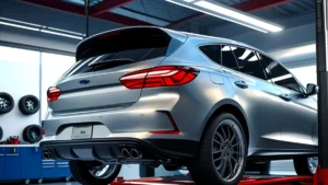 Carro em uma oficina simbolizando a legalização da modificação automotiva.