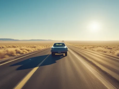carro-seguranca-ativa-passiva carro rodando em uma estrada, ilustrando a proteção oferecida pelos sistemas de segurança automotiva.
