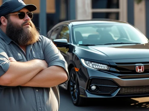 erros-venda-carro-usado Homem observando carro, simbolizando o sucesso na venda e evitando os erros comuns ao vender um veículo.