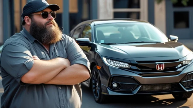 erros-venda-carro-usado Homem observando carro, simbolizando o sucesso na venda e evitando os erros comuns ao vender um veículo.
