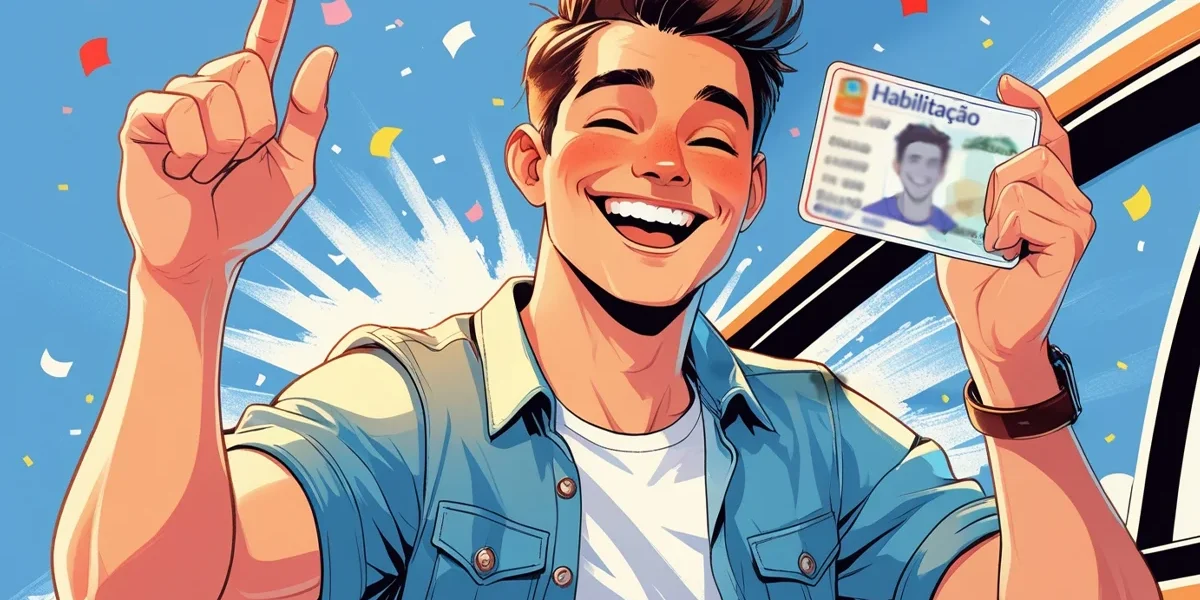 novas-regras-cnh-brasil Uma Carteira Nacional de Habilitação (CNH) brasileira em primeiro plano, com um fundo desfocado de uma estrada e um carro, simbolizando as novas regras de trânsito e seu impacto nos motoristas.