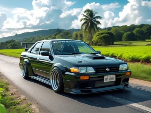 road-trip-brasil-carro-estrada-serra-do-rio-do-rastro Carro esportivo descendo as curvas da Serra do Rio do Rastro em um dia ensolarado, representando uma road trip dos sonhos pelo Brasil.