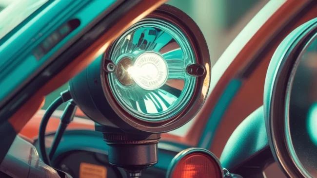 Uma montagem de fotos mostrando várias gambiarras automotivas famosas, como um farol de lanterna e um retrovisor de espelho de maquiagem, ilustrando a criatividade do brasileiro.