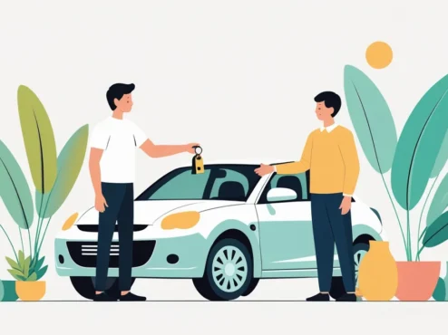 dicas-para-vender-carro-usado-pelo-melhor-preco Homem entregando as chaves de um carro usado limpo e bem cuidado para o novo comprador, simbolizando uma venda de sucesso após seguir as dicas do artigo.
