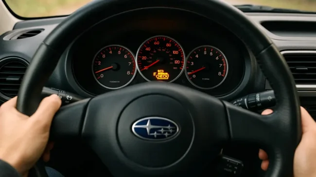 luz-de-injecao-eletronica-piscando-no-painel-do-carro Close-up do painel de um carro com a luz de injeção eletrônica piscando em destaque, simbolizando um problema grave no motor.