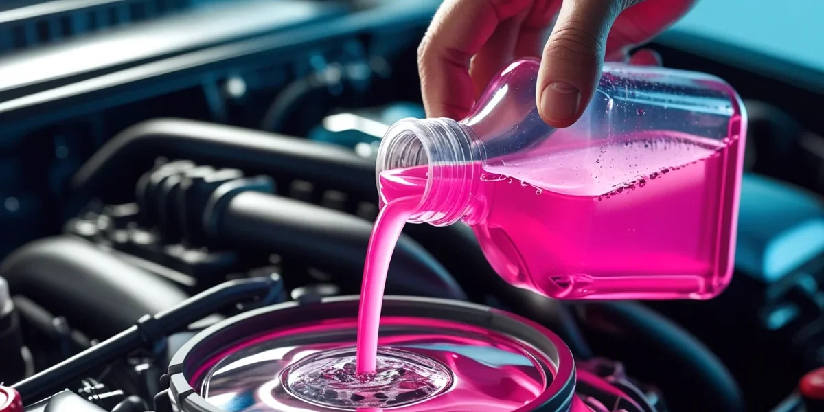 mecanico-verificando-nivel-fluido-arrefecimento-motor Mecânico com luvas abrindo a tampa do reservatório de expansão do sistema de arrefecimento de um carro para verificar o nível do fluido, demonstrando a manutenção preventiva.