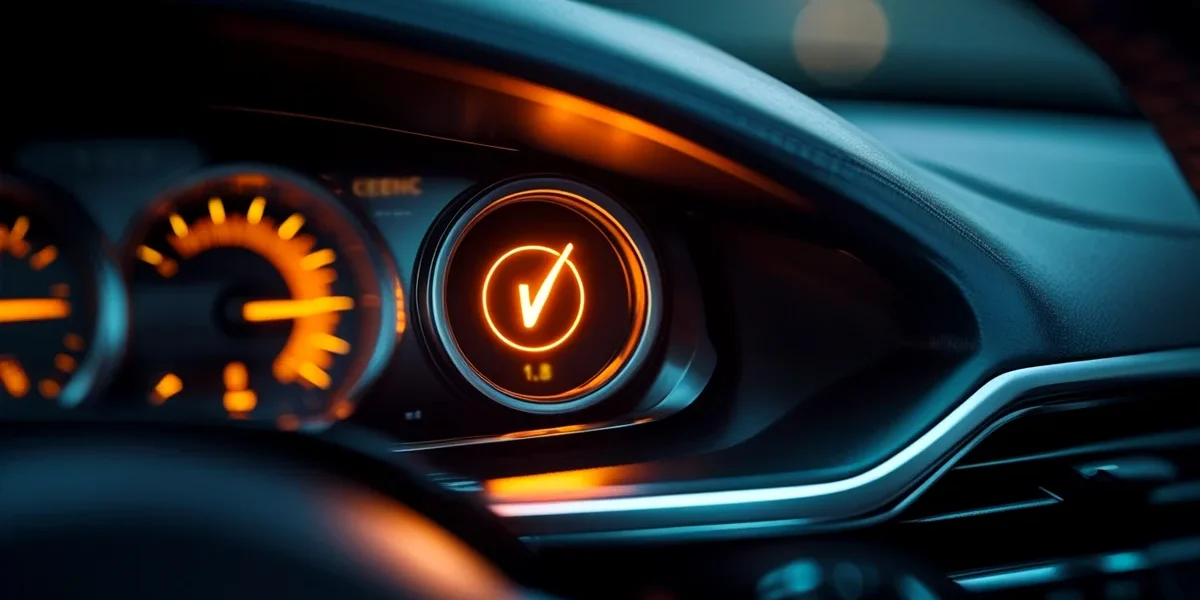 painel-carro-luz-injecao-acessa-diagnostico Painel de carro com o ícone da luz de injeção acesa em destaque, simbolizando a necessidade de diagnóstico e manutenção preventiva.