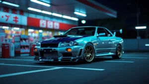 Carro de alta performance japonês de edição limitada, como um Nissan GT-R Nismo