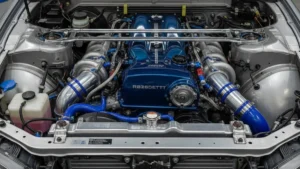 Motor RB26DETT em um Nissan Skyline GT-R, demonstrando a superengenharia da era JDM.